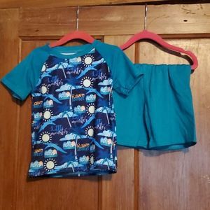 NEW TEAL "LITTLE MONSTER" 2 PIECE SHORT SET